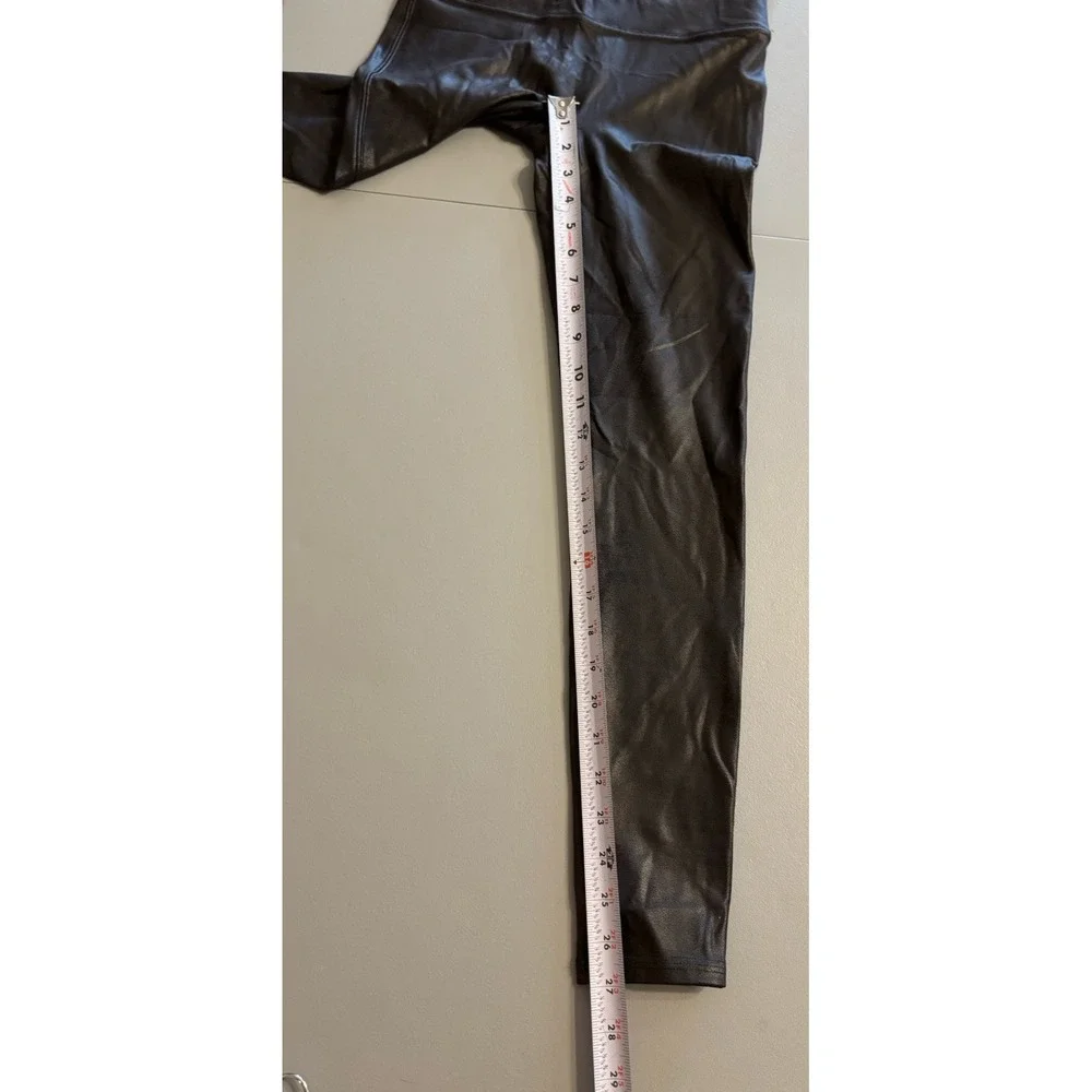 Spanx Black Faux‎ Leather Mid Rise Leggings Sz M 2437